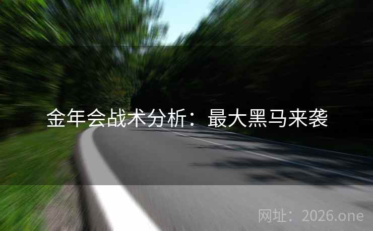 金年会战术分析:最大黑马来袭